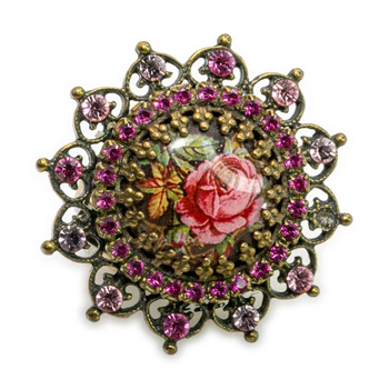 Каблучка "Троянда в рожевому сяйві" від Michal Negrin з емаллю та кристалами Swarovski