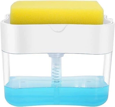 Диспенсер-органайзер Soap Pump Sponge Caddy для мочалок и моющего средства пластиковый з дозатором 14 х 11 х 10 см Белый