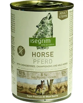 Вологий корм для собак ISEGRIM Horse конина з горобиною грибами та дикорослими травами 800 г