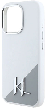 Панель Karl Lagerfeld Silicone Initial Metal Logo MagSafe для Apple iPhone 16 PRO White (KLHMP16LSCMKMPCH)