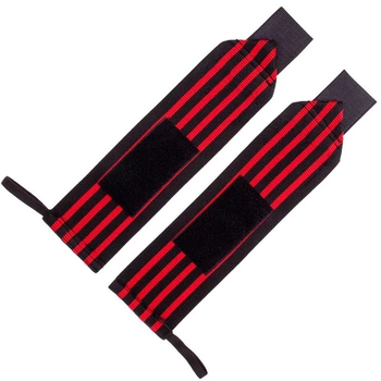 Бинты TA-4861 STRENGTH WRIST WRAPS Zelart кистевые для жима пара размер регулируемый PL эластан black/red
