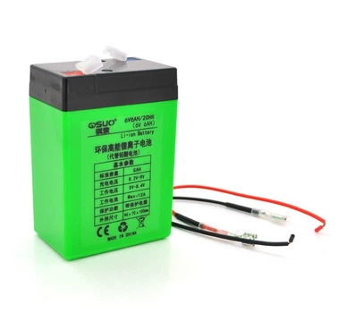 Аккумуляторная батарея литиевая QiSuo QS606СH 6V 6Ah Li-ion 18650, + зарядное 8,4V 1A + крокодилы