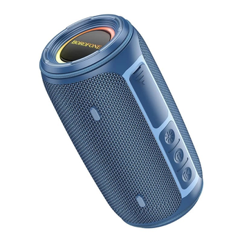 Портативная колонка Borofone BR38 с Bluetooth и подсветкой, версия Bluetooth V5.3, синего цвета.