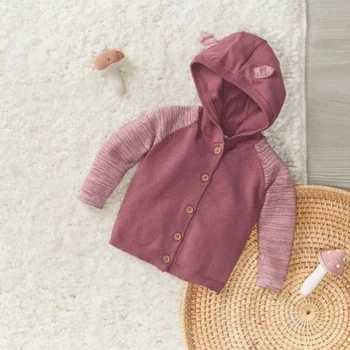 Кофта Lupilu в'язана трикотажна дитяча з капюшоном 62-68 см (2-6 міс) бордова