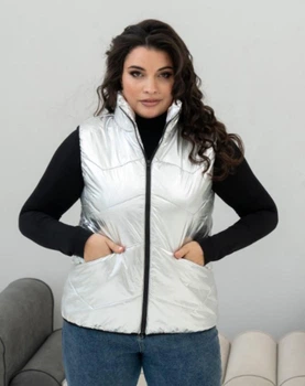 Теплый жилет женский стеганный удлиненный MODA 20115/1 50 Серебристый ( M - 20115/6 A )