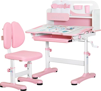Комплект мебели стол + стульчик + полка Mealux Wave Pink (BD-31 PN)