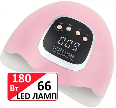 Профессиональная LED+UV лампа для маникюра и наращивания ногтей SUN х15 MAX 66 LED 180 W роозвая