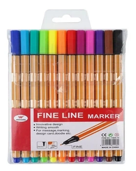 Капиллярные ручки Stenson WW00414ST "Fine Line" - набор из 12 цветов