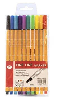 Ручки капілярні Stenson WW00413ST "Fine Line" у наборі 10 кольорів