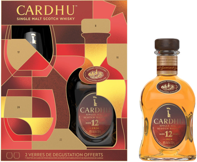 Віскі односолодовий Cardhu 12 років 0.7 л 40% у подарунковій упаковці + 2 склянки (5000267189659)
