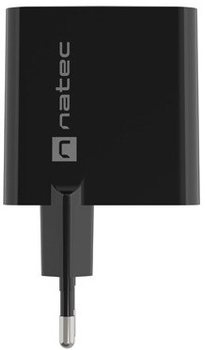 Мережевий зарядний пристрій NATEC Ribera GaN USB-A + USB-C 45 W NUC-2143 Black (5901969444247)