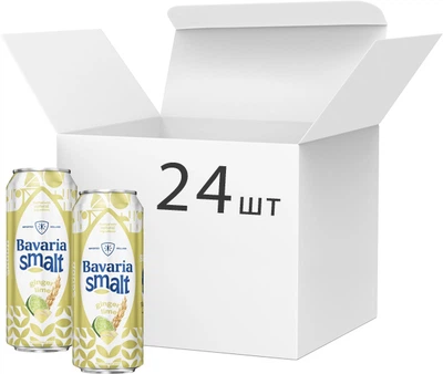 Упаковка напою солодового газованого Bavaria Malt Ginger Lime безалкогольне світле фільтроване 0% 0.5 л х 24 шт (8714800036030)