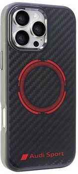 Etui Audi Carbon Fiber Sport z MagSafe do Apple iPhone 16 Pro Max Black/Red (6955250227834)