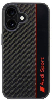 Панель Audi Carbon Fiber Stripe для Apple iPhone 16 Black/Red (6955250227889)