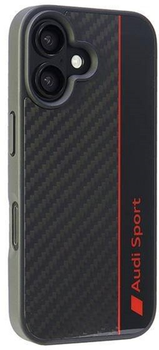 Панель Audi Carbon Fiber Stripe для Apple iPhone 16 Black/Red (6955250227889)