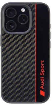 Панель Audi Carbon Fiber Stripe для Apple iPhone 16 Pro Black/Red (6955250227896)