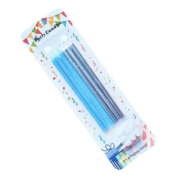 Свечи для торта Party Candles 12см 6шт микс голубые и серебряные 9151
