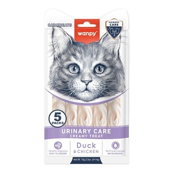Жидкое лакомство для кошек Wanpy Functional Creamy Lickable Treat Urinary Care для кошек с мочекаменной болезнью, утка/курица (6927749871767)