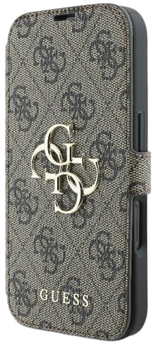 Чохол-книжка Guess Book 4G Metal Logo для Apple iPhone 16 Brown (GUBKP16S4GMGBR)