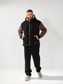 Чоловічий теплий костюм Lenato "Norman" 48-50 чорний - шоколад