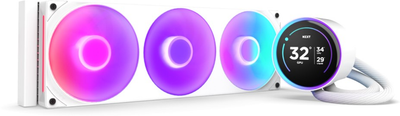 Система жидкостного охлаждения NZXT Kraken Elite RGB 360 мм AIO liquid cooler w/Display, RGB, Fans White (RL-KR36E-W2)