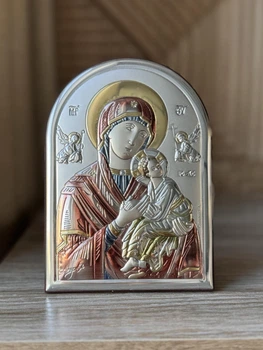 Серебряная икона Божией Матери Неустанной Помощи (959613 C) 10х14 см