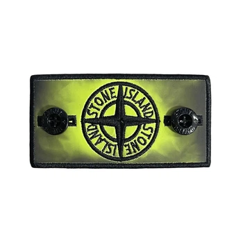 Термопатч Стон Айленд (Stone Island) Black x Yellow + 2 гудзики Жовтий