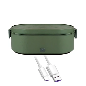 Ланч-бокс Folem D1 с подогревом от USB (Powebank) на 0.8 л Зеленый
