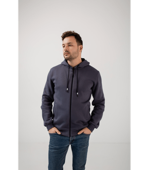 Теплая мужская кофта на молнии с капюшоном - HECTOR - 30474 - XXL - Grey