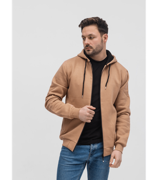 Тепла чоловіча кофта на застібці з капюшоном - HECTOR - 30474 - M - Naturale