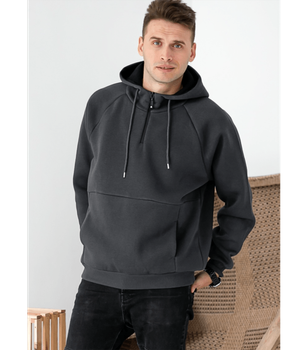 Тепле чоловіче худі з коротким замком - HECTOR - 30040 - L - Grey