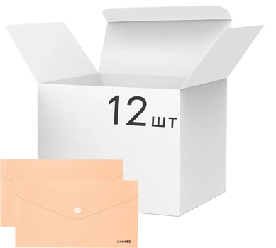 Набор папок-конвертов Axent Pastelini DL на кнопке 12 шт Персиковых (1414-42-A)