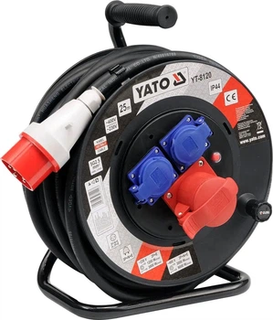 Подовжувач мережевий YATO на котушці L=25 м 5-жильний S=2.5 мм² (YT-8120)