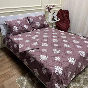 Комплект постельного белья Soft полуторный фланель с узором коричневый