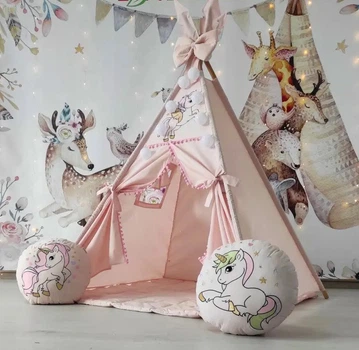 Детский вигвам палатка домик для девочки Единорог Unicorn розовый 180 см
