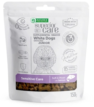 Беззерновое лакомство для собак с лососем для юниоров всех пород Nature's Protection Lifestyle Superior Care White Dogs Sensitive Care 150 г (KIKNPSC47657)
