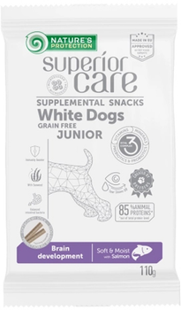 Беззерновое лакомство для собак с лососем для юниоров всех пород Nature's Protection Lifestyle Superior Care White Dogs Brain Development 110 г (KIKNPSC47198)
