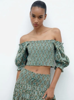 Кроп топ жіночий Zara 5107/493 XS Зелений (05107049330015)