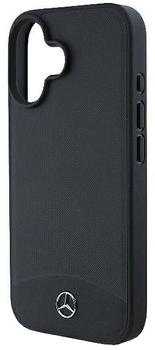 Панель Mercedes-Benz Textured And Plain Leather MagSafe для iPhone 16 Black (MEHMP16S23RBARK)