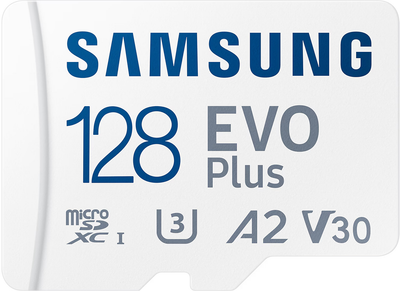 Карта памяти Samsung Evo Plus microSDXC 128GB UHS-I U3 V30 A2 + SD адаптер (MB-MC128SA/EU)