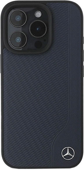 Панель Mercedes-Benz Wood Imitation Leather MagSafe для iPhone 16 PRO MAX Navy (MEHMP16X23RBGVV)