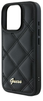 Etui Guess Hardcase Quiled Metal Logo do Apple iPhone 16 Black (GUHCP16SPSQSQSK)