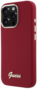 Панель Guess Hardcase Silicone Script Metal Logo для Apple iPhone 16 Pro Max Magenta (GUHCP16XSMBSLM)