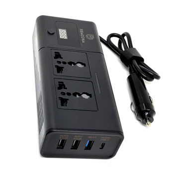 Автомобільний інвертор Convolt 200X AI200X-01BK Remzona (220V CN/EU+3 USB-A QC+USB-C PD ) 12В
