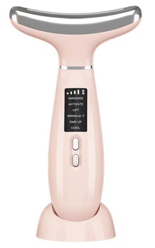 Мікрострумовий масажер для шиї та обличчя AIMED Neck RF Lifting EMS+LED Pink