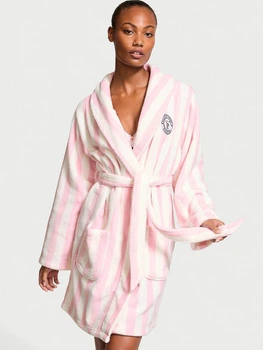 Женский халат Victoria's Secret (1560190955QD3X/XL) Short Cozy XL/XXL розовый (в полоску)