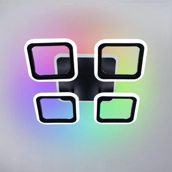 Управляемая светодиодная люстра ESLLSE ROOM 70W 4S APP 385×385×75мм Черная с подсветкой RGB