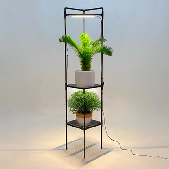 Полка-стеллаж для цветов с подсветкой Cornetta Light. Угловая напольная высокая подставка для растений с фитолампами