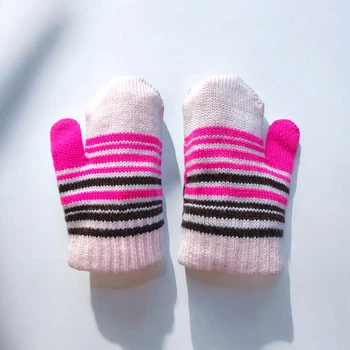 Рукавички в'язані дитячі рожеві Birreti 4065_Pink