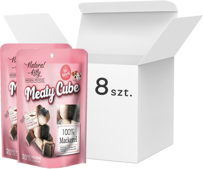 Opakowanie mokrej karmy Pettric Natural Kitty Meaty Cube z makrelą 8 x 60 g (4712937602313)